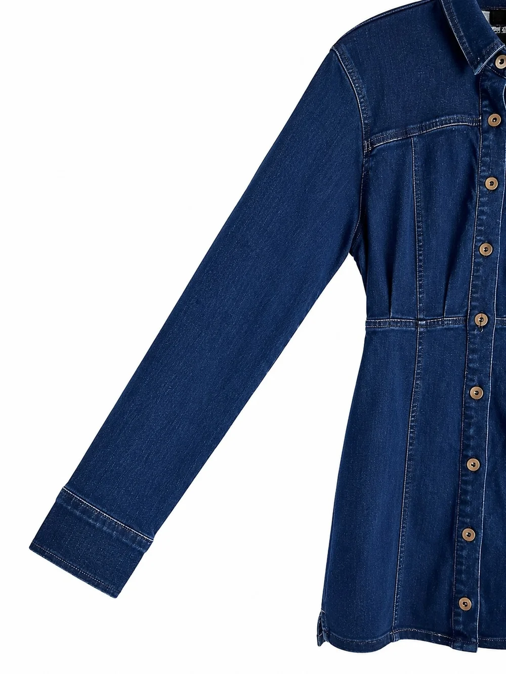 Free People Amber Denim Shirt Dress Size 2 NWT Button Front Long Sleeve Mini FP - Picture 5 of 14